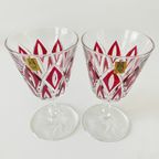 Set Vintage Vmc France Reims Champagne Glazen Harlequin 1960’s Nieuw thumbnail 2