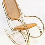 Vintage Schommelstoel Messing Bentwood Regency Stijl Design thumbnail 3