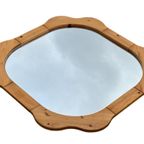 Vintage Spiegel Hout Pinewood Bloem Jaren 70 Design thumbnail 5