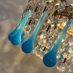 Set Van 2 Blauw Azuur Kroonluchters Hanglampen Teardrop Pegels Vintage thumbnail 4