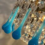 Murano Italiaanse Blauwe Opaline Teardrop Kroonluchter Hanglamp Vintage thumbnail 3