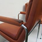 4 Vintage Cognac Leren Lounge Stoelen Artifort Geoffrey Harcourt thumbnail 14