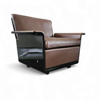 2 X Black Shell & Brown Leather 620 Chair Programme Lounge Chair By Dieter Rams For Vitsoe, 1980s thumbnail 9
