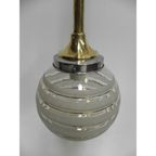 Art Deco Hanglamp Met Glazen Bol En Messing Armatuur thumbnail 5