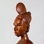 Afrikaanse Vrouw - Hout Beeld Afrika - Handgemaakt Houten Decoratie - 1960 thumbnail 7
