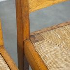 Set Van 4 Eikenhouten Haagse School Design Eetkamerstoelen Uit Begin 1900 Met Rieten Zittingen thumbnail 10