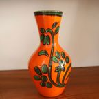 Vintage West-germany Vaas Oranje/groen, Jaren '60/'70 thumbnail 4