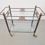 Vintage Regency Messing Metaal Bar Cart Drank Trolley Goud thumbnail 4
