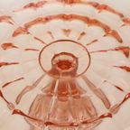 Art Deco Roze Rosaline Taartschotel Gebak Schaal Depression Glass thumbnail 11