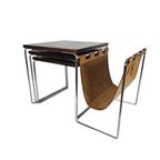 Dutch Design - Brabantia Holland - Mime Set - Lectuurbak - Vintage Bijzettafel Met Cognac Tuigler thumbnail 4