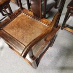 6 X Vintage Oriental Asian Chinese Brown Tallback Yokeback Side Chairs. 2 X Armchair / 4 X Withou thumbnail 6