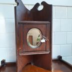 Vintage Hoekkastje, Kastje Met Rond Ovale Spiegel thumbnail 5