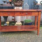 Fraai Geleefde Teakhouten Sidetable, Wandtafel, Wandconsole, thumbnail 2