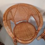 Een Paar Vintage Boho Stijl Rotan Webbing Fauteuils. thumbnail 2