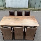 Eetkamerset Eettafelset 6 Stoelen En Eettafel Eikenhout En Riet Rotan Lloyd Loom thumbnail 3