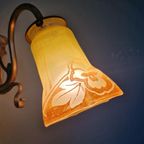 Art Nouveau Bronzen Wandlamp, Jaren 1900 thumbnail 11