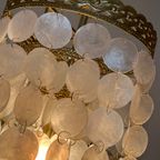 Vintage 60’S Capiz Schelpen Hanglamp Parelmoer Schelpen Opaline Schelp Lamp thumbnail 6