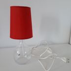 Retro Lamp Glazen Voet Met Oranje Kap Schemerlampje thumbnail 5