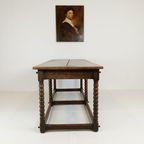 Prachtige Antieke Eikenhouten Eetkamer-/Bijzettafel thumbnail 16