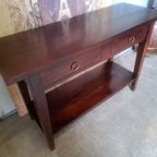 Donkere Teakhouten Sidetable, Haltafel, Wandconsole thumbnail 6