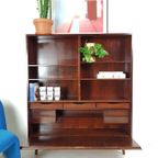 Vintage Palissander Kast | Wandkast Klep Boekenplanken thumbnail 4