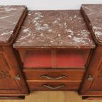 Vintage Mid Century Art Deco Tv Meubel, Dressoir Marmer Blad thumbnail 12