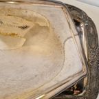 Antieke Serveerschaal Zilverkleurige Schaal Bord thumbnail 13