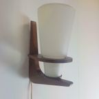 Vintage Scandinavische Wandlamp Teak Melkglas Mid Century 60 thumbnail 5