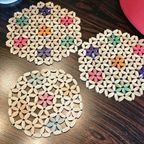 Vintage Pannenhouder/ Onderzetter Hout (Set Van 3) thumbnail 2