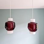 Scandinavische Dubbele Hanglamp In Opaline En Amethistglas thumbnail 13