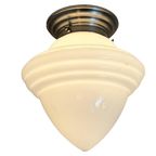 Art Deco - Gispen (giso) - Ceiling Mounted Lamp With Opaline Glass And Nickel Plated Mount thumbnail 7