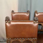 Stoelen In Renaissancestijl. Eikenhout. Leer. thumbnail 4