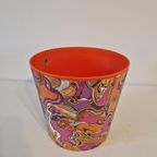 Jaren 70 Kunststof Vintage Blormpot Prullenbak Pot thumbnail 2
