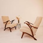 Vintage Boucle Fauteuil, 1960S Teak Houten Loungechair thumbnail 3