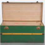 Grote Originele Antieke Reiskist/ Salontafel Uit Begin 1900 Met Handvaten En Opvallende Kleuren thumbnail 5