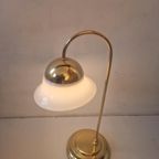 Vintage Messing En Melkglas Bloem Vorm Bureaulamp thumbnail 3