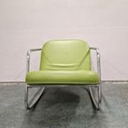 90'S Vintage Fauteuil Groene Buizenframe Stoel Schommelstoel thumbnail 4