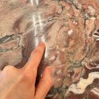 Round Red / Pink Marble Coffeetable With Mid Century Wood Base thumbnail 4