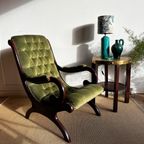 Groene Chesterfield Victoriaans Lounge Fauteuil Vintage thumbnail 9