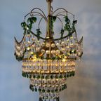 Set Van 2 Murano Druiven Druif Hanglampen Groen Met Kristal thumbnail 4