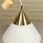 Vintage Melkglas En Goud Hanglamp, Glashutte Limburg thumbnail 7