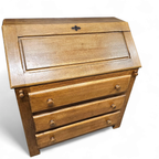 Symmetrical / Solid Oak Desk / Secretaire / Secretary With Drawers thumbnail 2