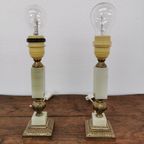 Vintage Tafellamp Nachtlampjes Messing En Marmer Lampen thumbnail 4