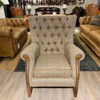 Chesterfield Fauteuil Hartis Tweed Met Leer thumbnail 3