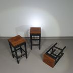 3 X Oak Construction Stools 1960s thumbnail 9