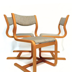 Mid-century Danish Magnus Olesen Chairs, 1970s, Set Of 3 thumbnail 2