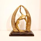 Artdeco Artnouveau Beeld Op Marmer Voet thumbnail 2