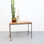 Vintage Sidetable Bijzettafel Op Wieltjes thumbnail 7