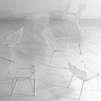 Vintage Mid-Century Set Van 7 Witte Harry Bertoia Eetkamerstoelen thumbnail 17