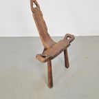 Vintage Brutalist Hout Driepoot Kruk Stoel Mid Century '60 thumbnail 5